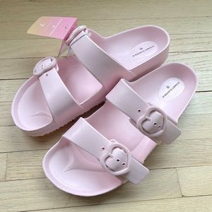 Stoney Clover Lane + Target Pastel Pink Heart Buckle slides sandals